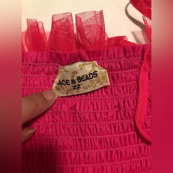 Lace and Beads fucia tulle dress ruched top & tiers, 22 - Picture 3 of 11